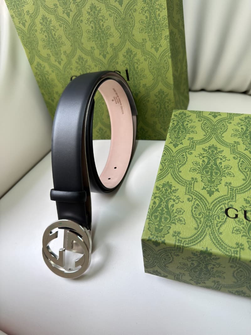 구찌 인터로킹 G 버클 벨트 (블랙 레더, 4.0cm 와이드) 5