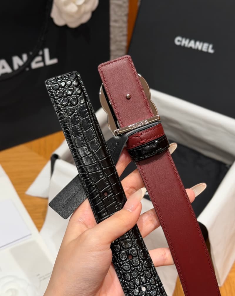샤넬 더블 C 리버서블 벨트 (크로커다일 엠보싱 카프스킨, 30mm) 8