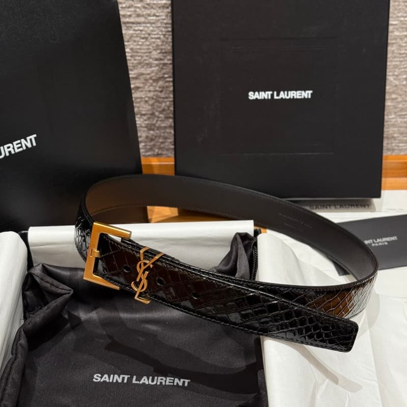 생로랑 YSL 로고 버클 벨트 (크로커다일 패턴) 3