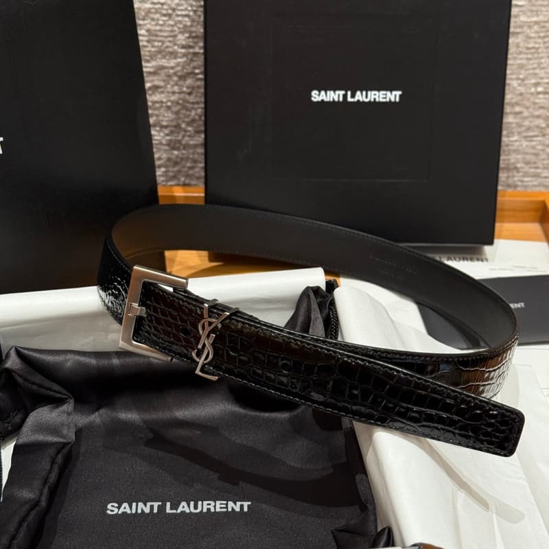 생로랑 크로커다일 패턴 벨트 (스퀘어 버클) 3