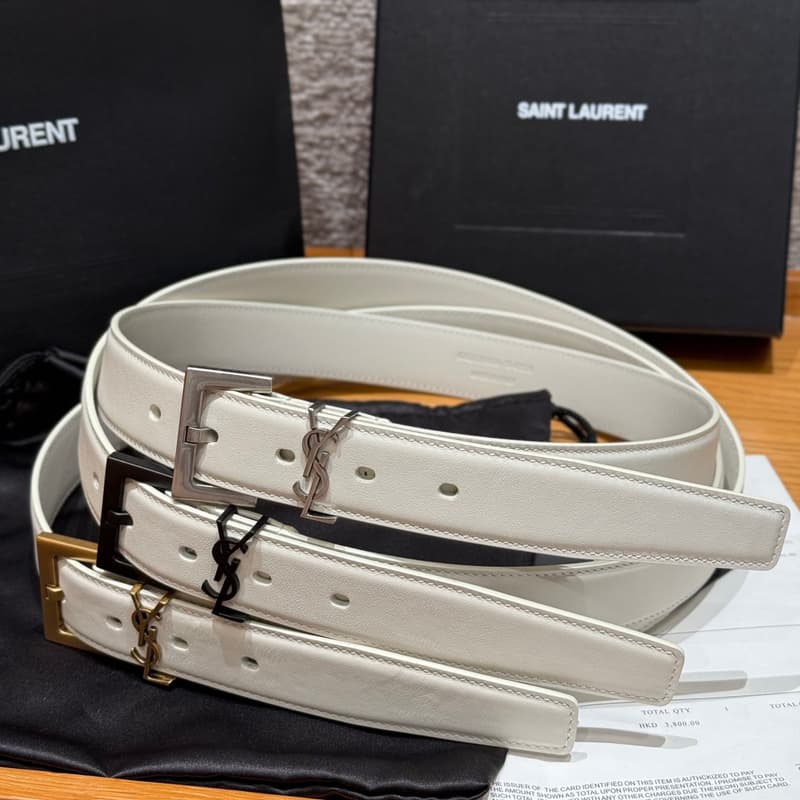생로랑 YSL 로고 벨트 (화이트) 상세 2