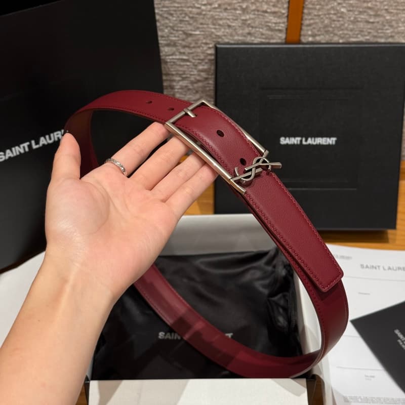 생로랑 YSL 벨트 (와인 레드 카프스킨) 3