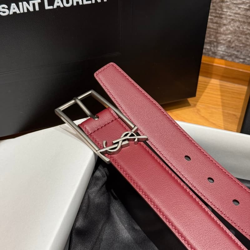 생로랑 YSL 벨트 (와인 레드 카프스킨) 5