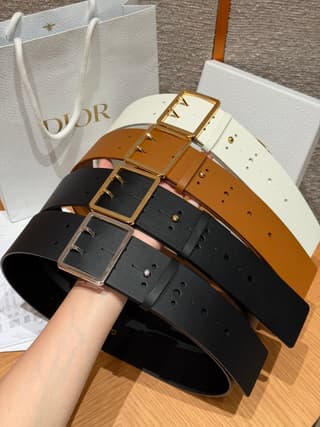 디올 와이드 웨스트 벨트 더블 핀 스퀘어 버클 65mm