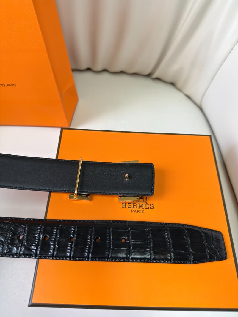 에르메스 H 벨트 (양면 사용, 크로커다일 엠보싱 카프스킨) 3