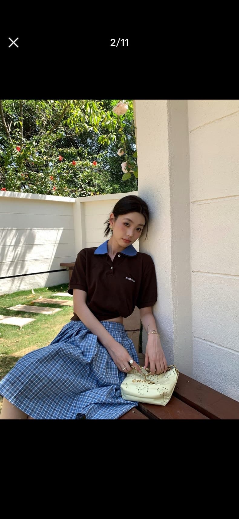 미우미우 25SS 복고 배색 카라 폴로 셔츠 10
