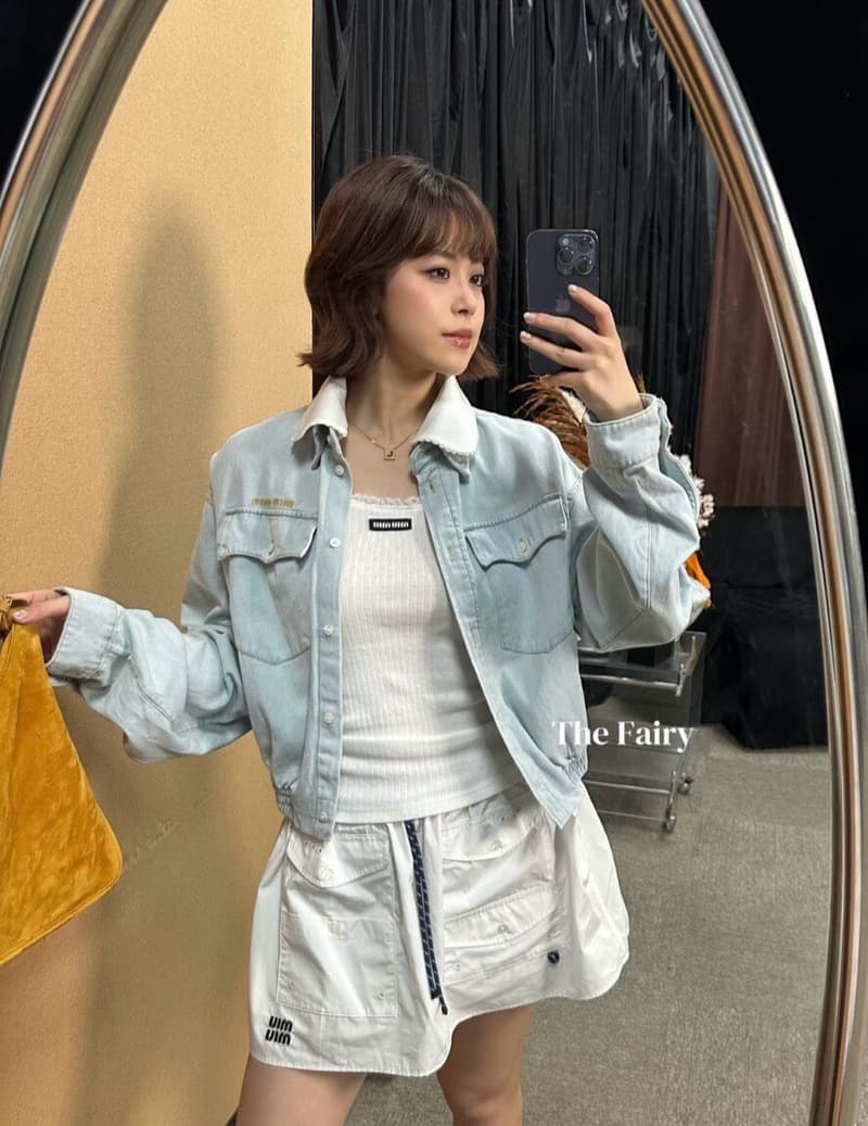 미우미우 레이스 카라 반팔 데님 자켓 8