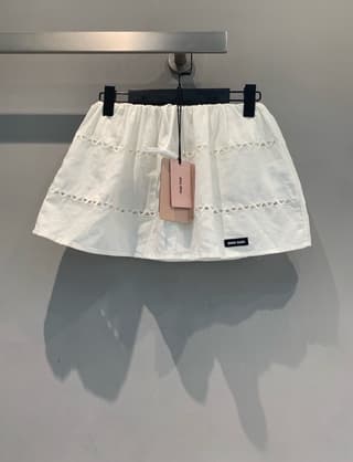 미우미우 리넨 컷아웃 드로스트링 스커트