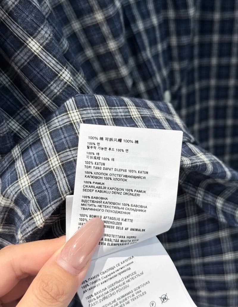 미우미우 藏青 체크 후드 탈부착 롱 셔츠 7
