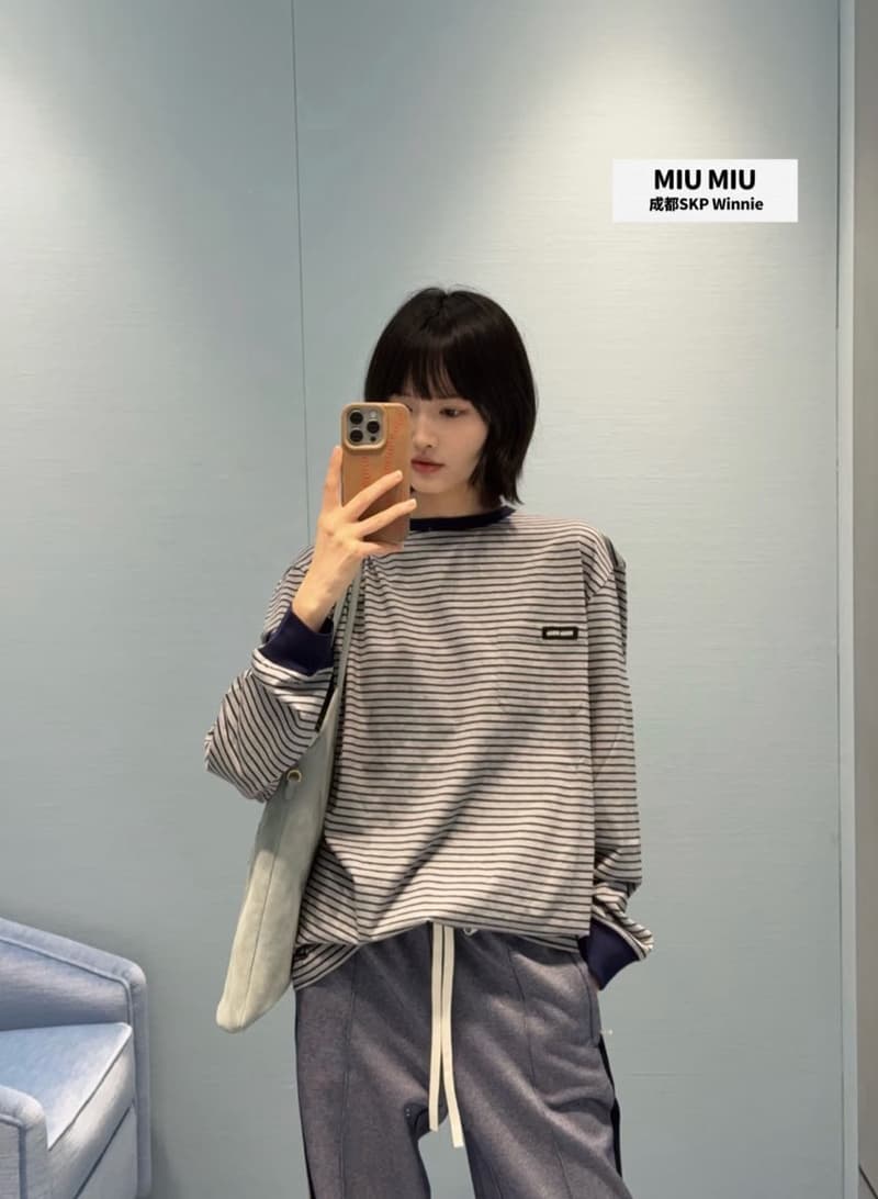미우미우 스트라이프 포켓 긴팔 티셔츠 7