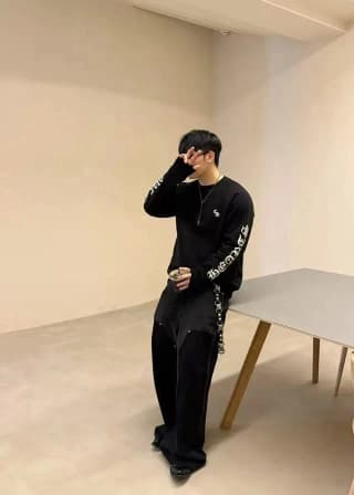 크롬하츠 백판 925 실버 네임플레이트 자수 맨투맨