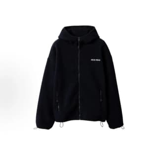 미우미우 FW25 M 시리즈 후리스 후드 집업 (자수 드로스트링)