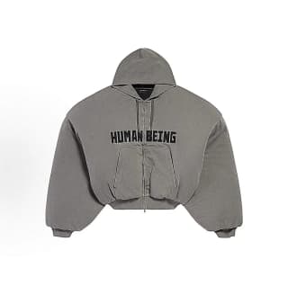 발렌시아가 휴먼비잉 집업 크롭 봄버 자켓 (코튼)