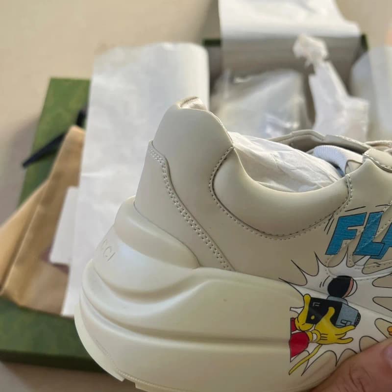 구찌 리톤 도날드덕 프린트 스니커즈 (라이스 화이트) 5