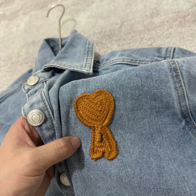 아미 니트 하트 로고 데님 자켓 16