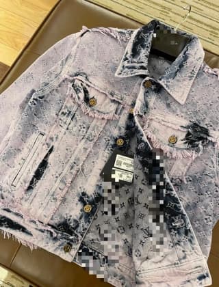 루이비통 퓨규 자카드 올드 프린지 데님 자켓 (바이올렛 워시드)