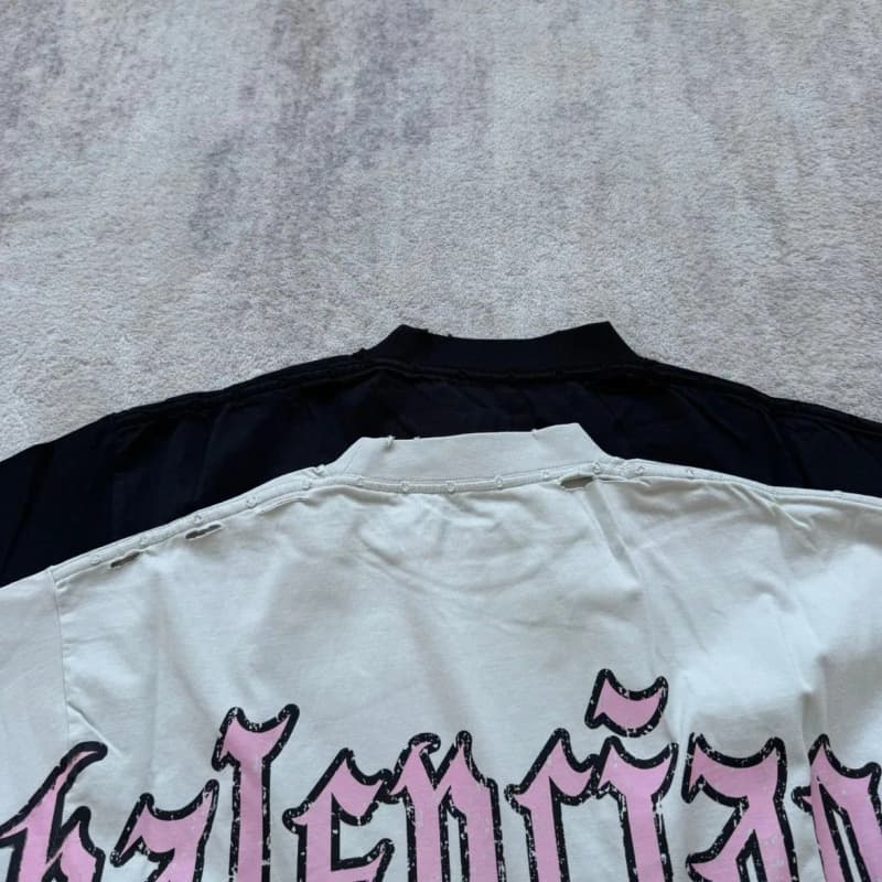 발렌시아가 1917 홀 반팔 티셔츠 (블랙/화이트핑크) 12