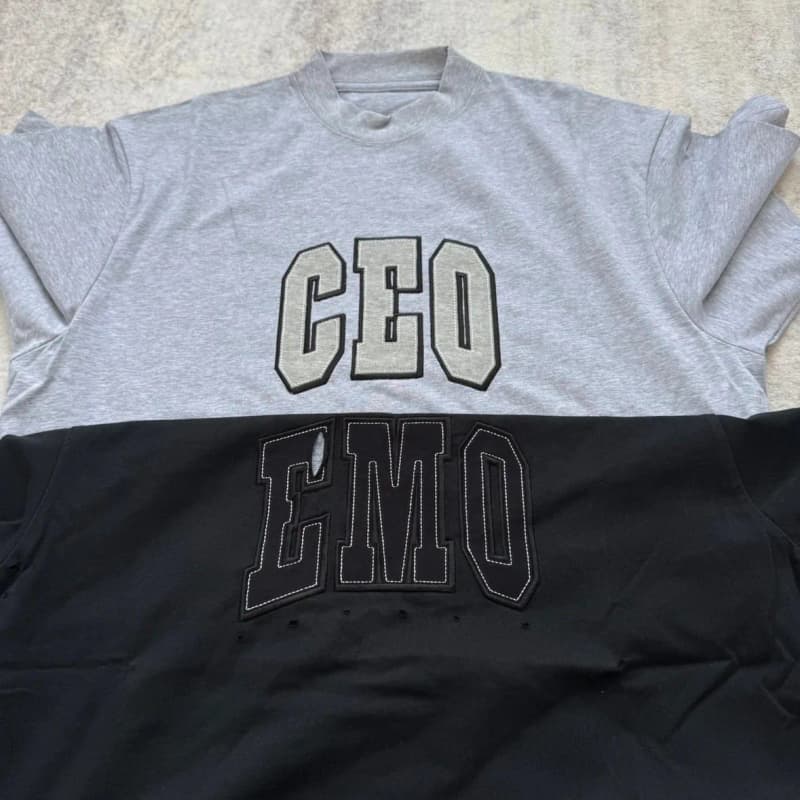 발렌시아가 CEO EMO 레터링 반팔 티셔츠 (컷오프 디테일) 13