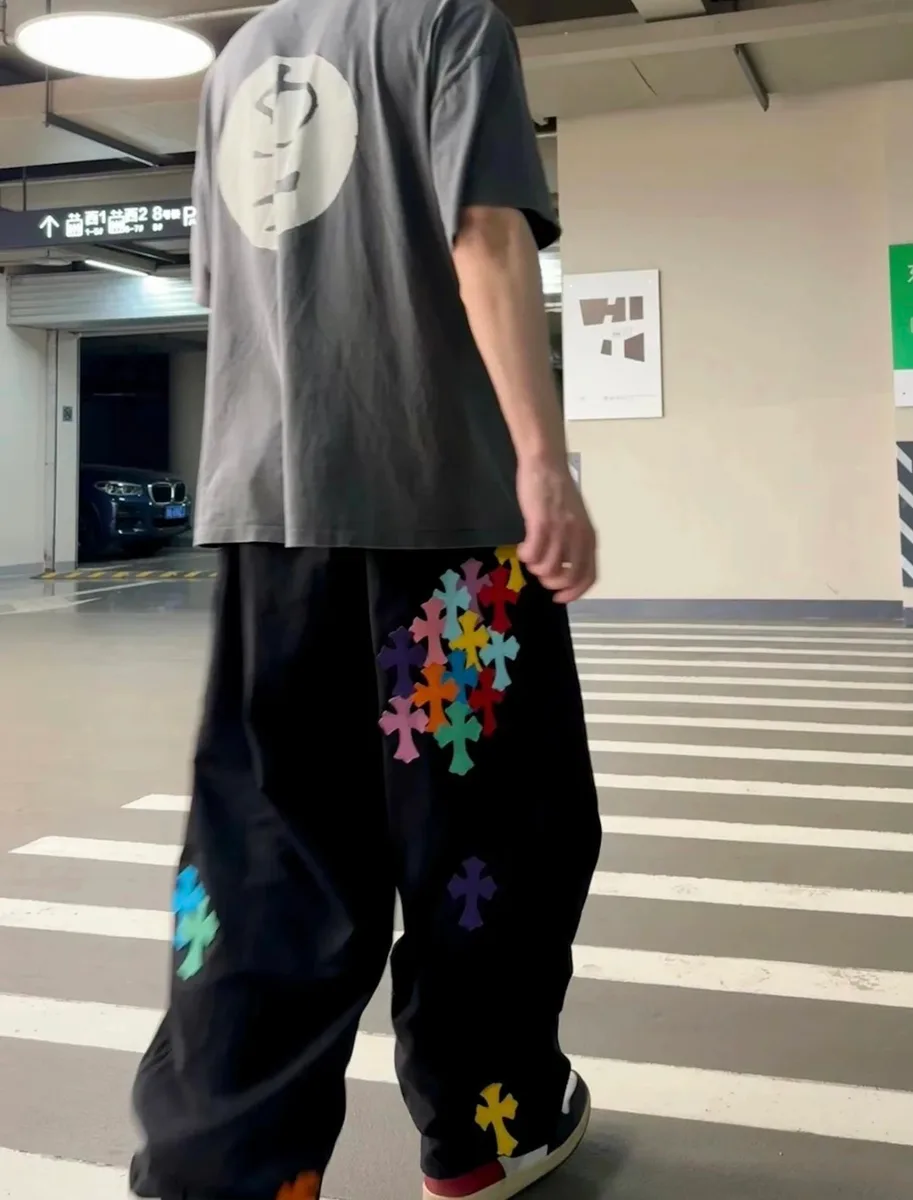 크롬하츠 컬러 크로스 패치 사라운드 낙하산 팬츠 4