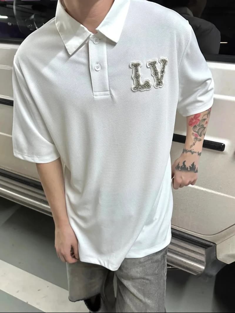 루이비통 LV 레터 라인스톤 폴로 셔츠 (피케) 상세 1