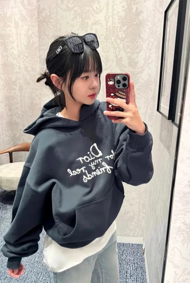 디올 포 마이 리얼 프렌즈 시그니처 후드티 (네이비) 3