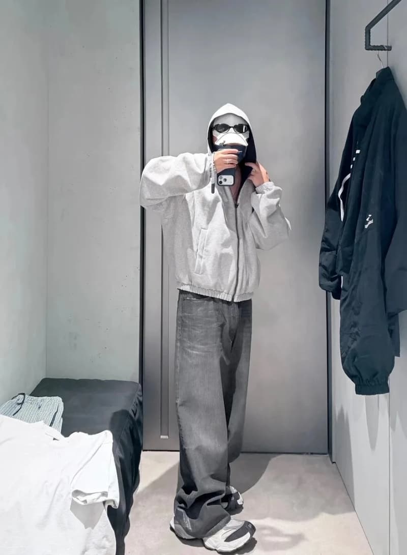 발렌시아가 3B 자수 양면 집업 재킷 (그레이/네이비) 25