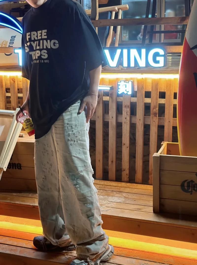 발렌시아가 파리 머드 다잉 나이프 컷 디스트로이드 데님 팬츠 7
