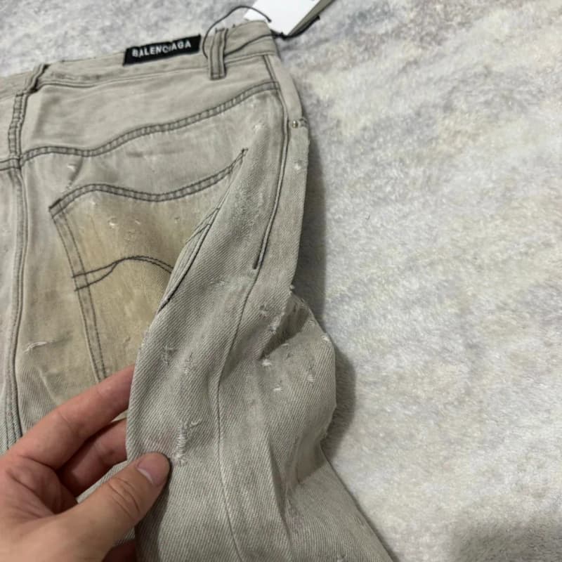 발렌시아가 파리 머드 다잉 나이프 컷 디스트로이드 데님 팬츠 11
