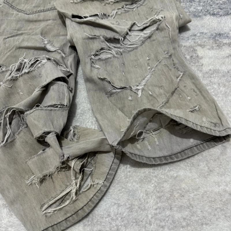 발렌시아가 파리 머드 다잉 나이프 컷 디스트로이드 데님 팬츠 16