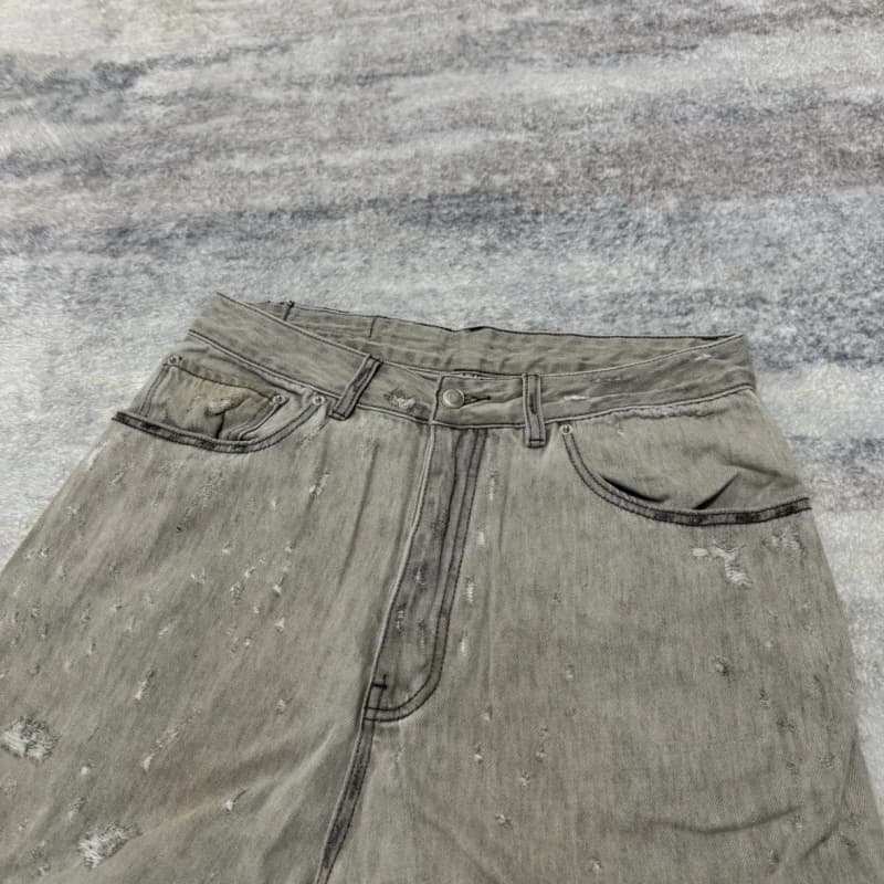 발렌시아가 파리 머드 다잉 나이프 컷 디스트로이드 데님 팬츠 17