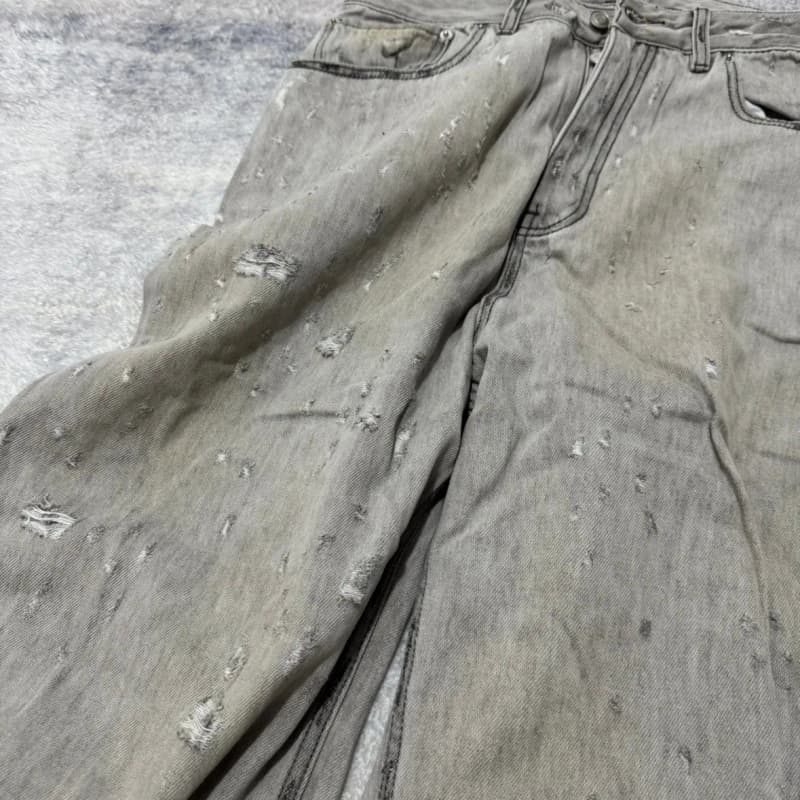 발렌시아가 파리 머드 다잉 나이프 컷 디스트로이드 데님 팬츠 20