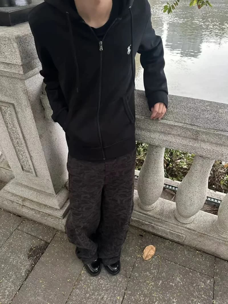 폴로 랄프로렌 포니 자수 에어레이어 풀집 후드 (블랙) 상세 2