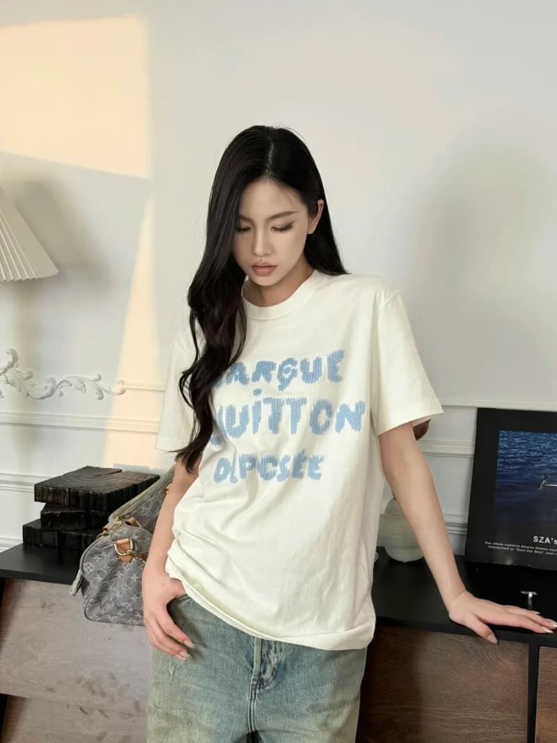 루이비통 마르그 로고 울 자수 반팔 티셔츠 8
