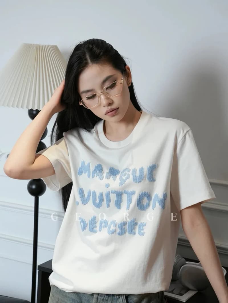 루이비통 마르그 로고 울 자수 반팔 티셔츠 24
