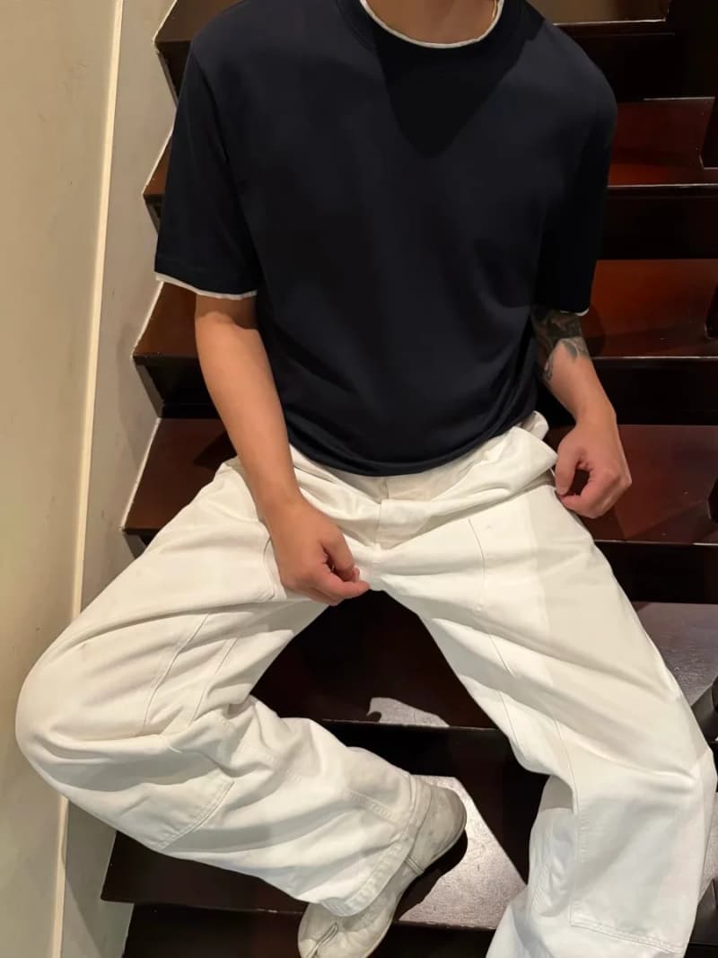 조지 배색 카라 반팔 티셔츠 (레이어드 룩) 7