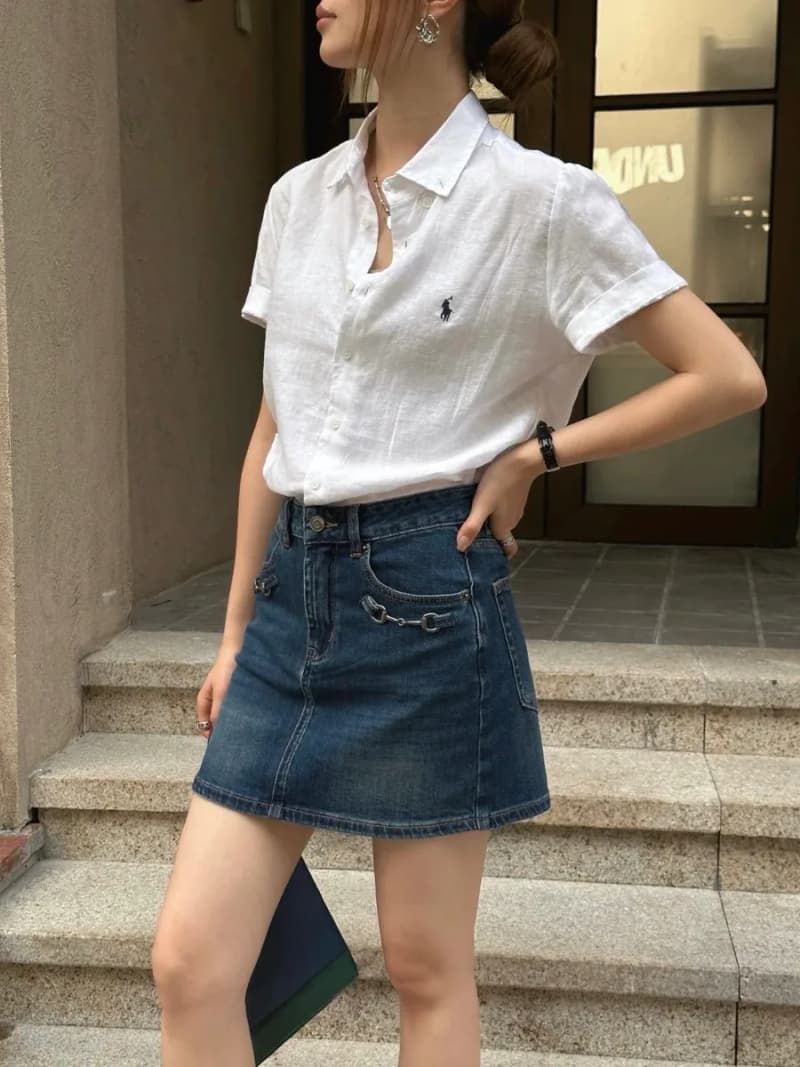 폴로 랄프로렌 리넨 반팔 셔츠 (성의수세, 다지마 자수) 24