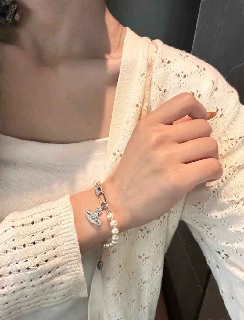 비비안 웨스트우드 이스트퀸 오브 오브 펜던트 진주 지르콘 팔찌 (실버) 15