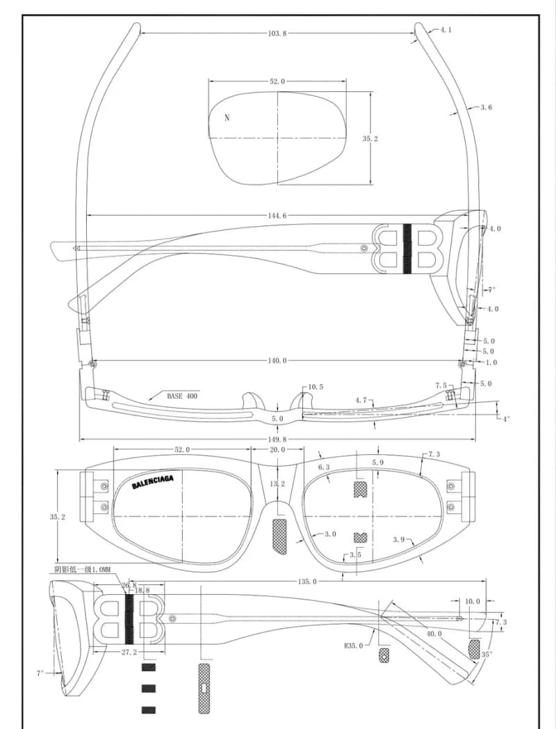 발렌시아가 더블 B 메탈 로고 캣아이 선글라스 (BB0095) 6