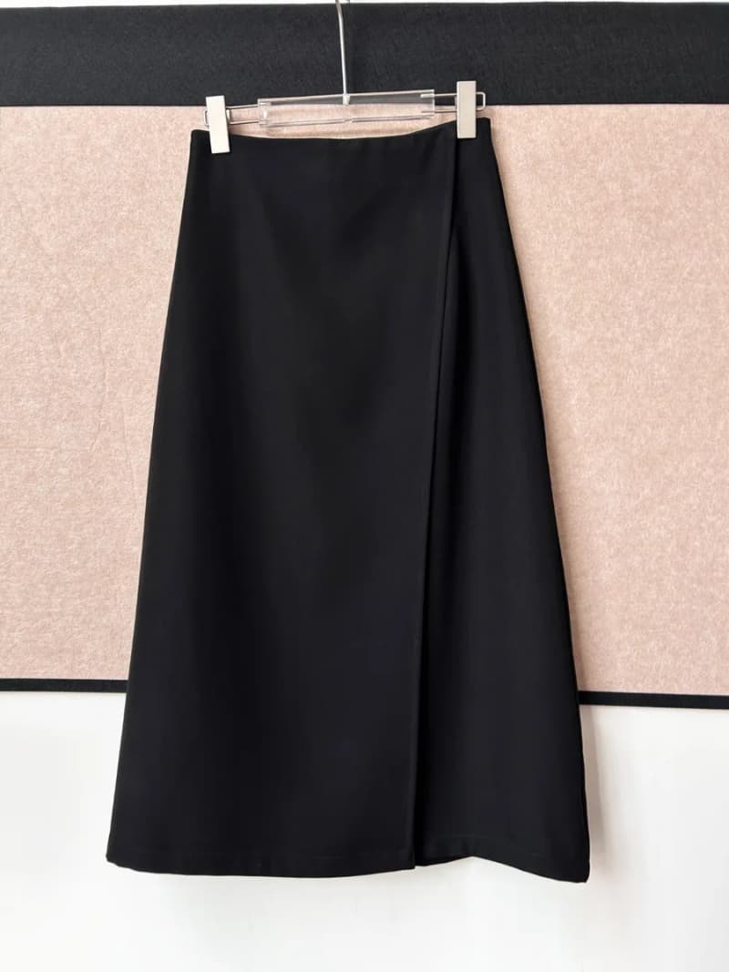 더로우 스타일 미니멀 롱 랩 스커트 (울혼방) 상세 2