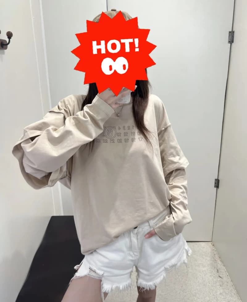 메종마르지엘라 넘버링 프린트 레이어드 긴팔 티셔츠 상세 1