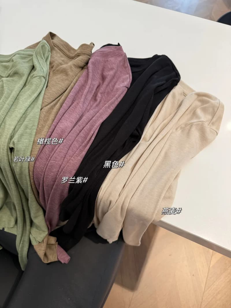 누에 실크 곡선 밑단 긴팔 이너 티셔츠 3