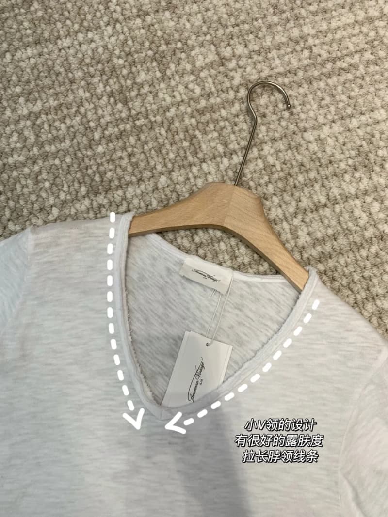 아메리칸 빈티지 竹節棉 V넥 반팔 티셔츠 4
