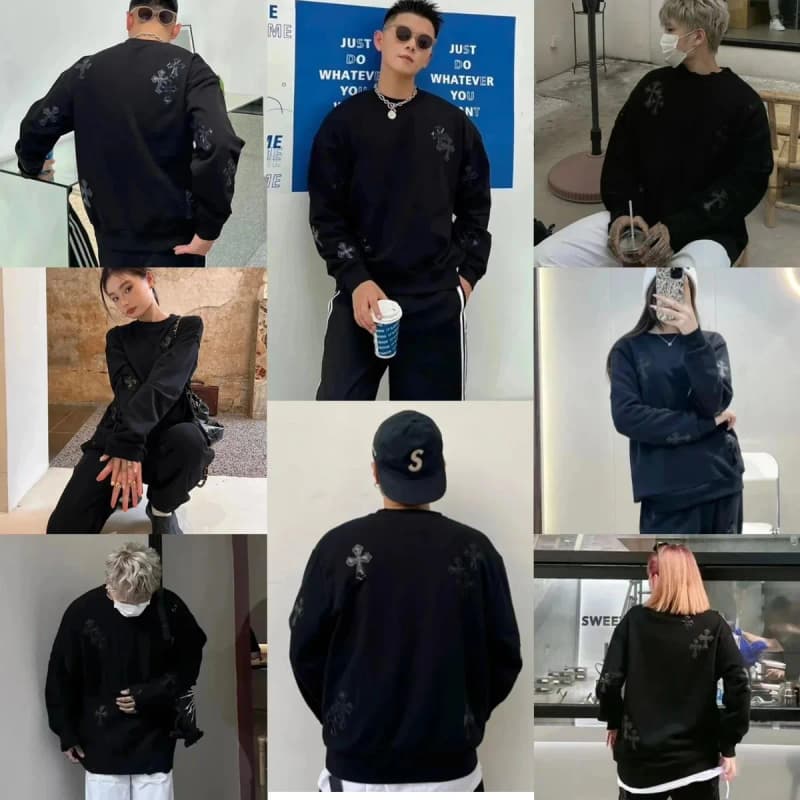 크롬하츠 가죽 패치 크루넥 스웨트셔츠 (기모) 6