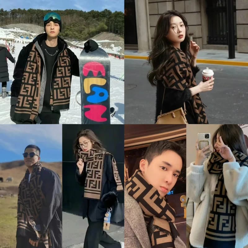 펜디 FF 로고 울 실크 머플러 3
