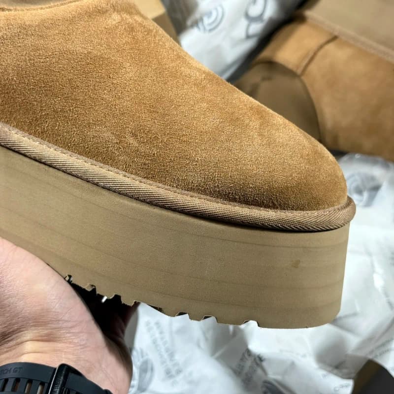 어그 두꺼운 플랫폼 스웨이드 부츠 (체스트넛) 10