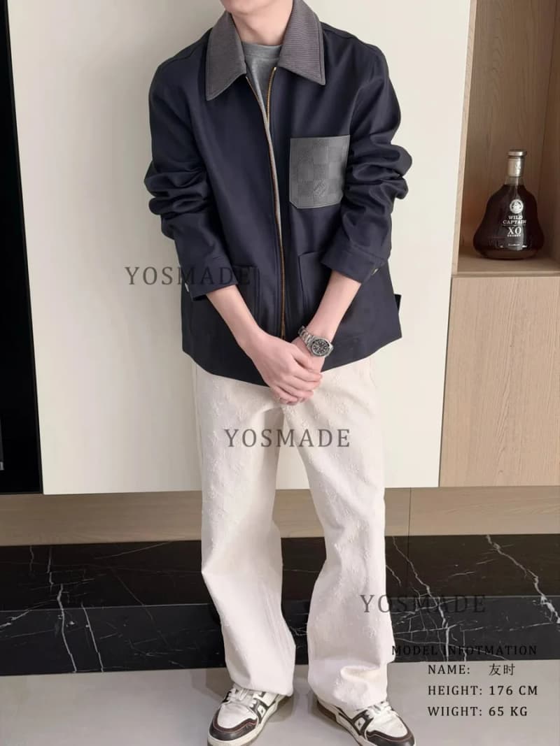 루이비통 다미에 레더 라벨 리넨 혼방 워크웨어 자켓 6