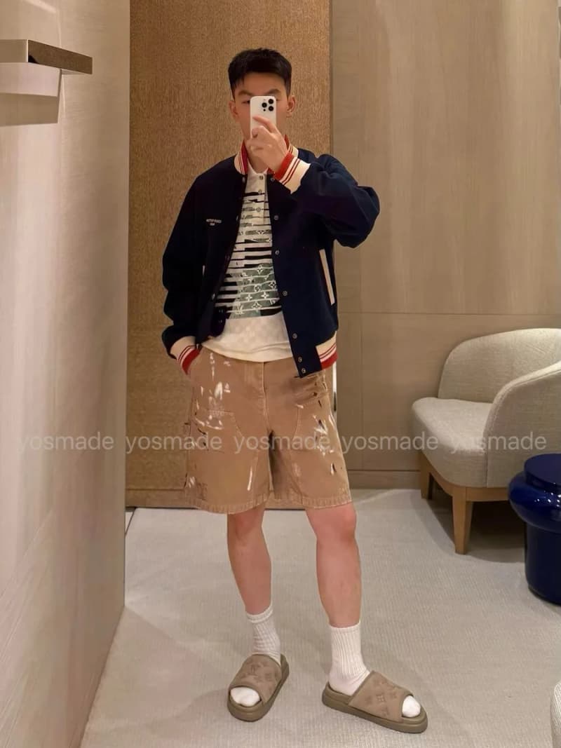 루이비통 브이 모노그램 자수 배색 스트라이프 베이스볼 자켓 7