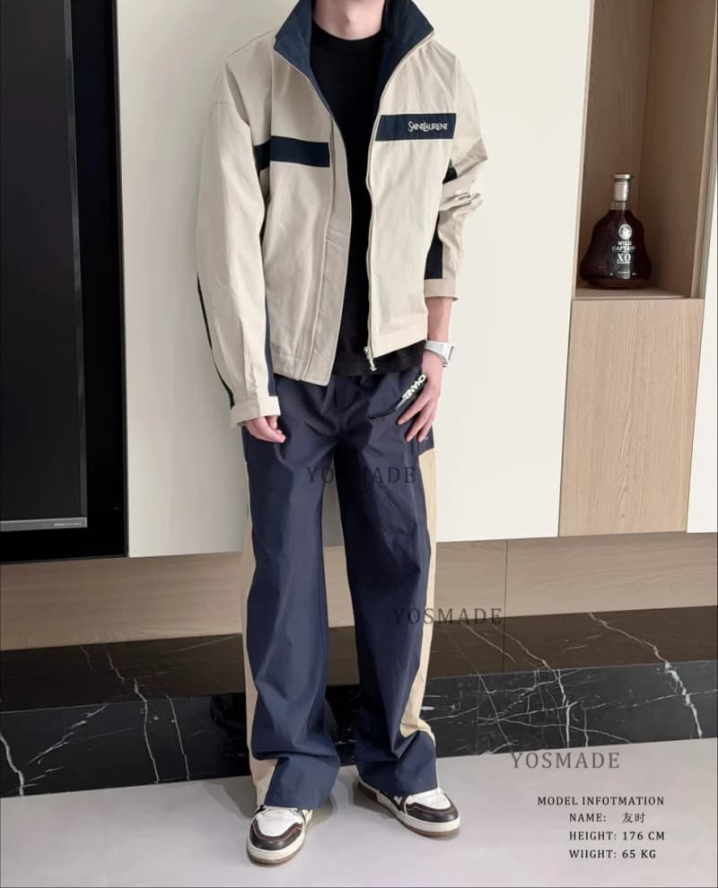 생로랑 컬러블록 스탠드칼라 스포티 집업 자켓 7