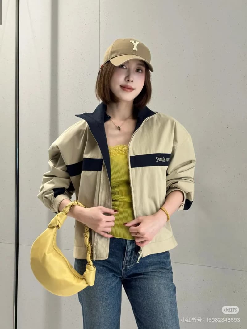 생로랑 크롭 트랙 재킷 (스탠드칼라 배색) 24