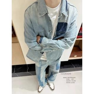 루이비통 모노그램 로고 스타 패치워크 데님 자켓